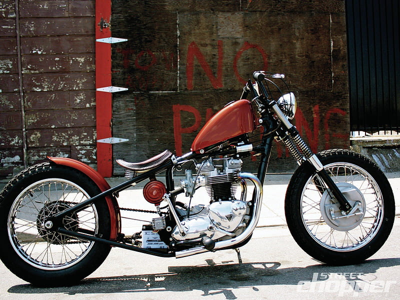 Triumph David Bird Hardtail Custom, Bike, Spokes, Red, Custom, HD wallpaper