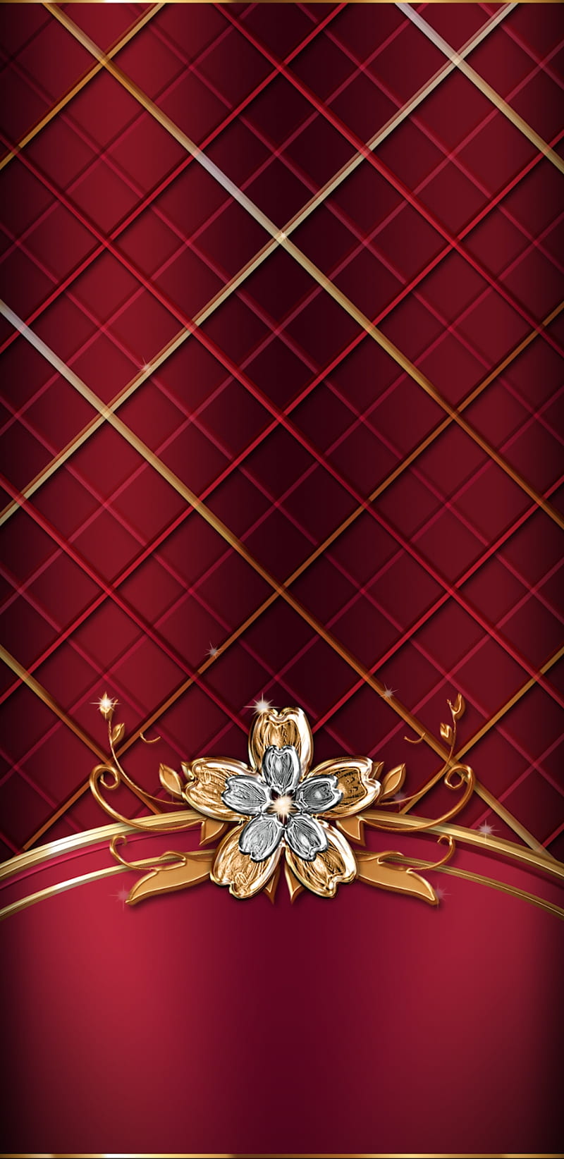 GoldenRedLuxury, flower, girly, golden, luxury, pretty, red, HD phone wallpaper