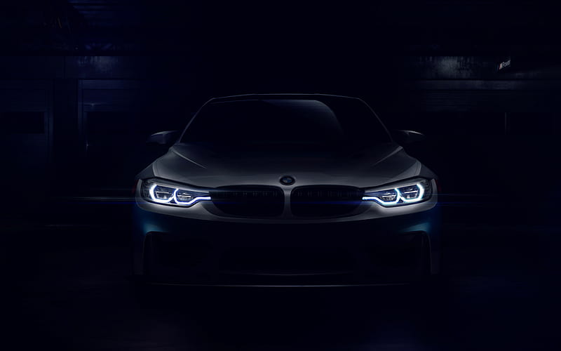 BMW M4 GT4, headlights, 2018 cars, darkness, new M4, F82, BMW, HD wallpaper