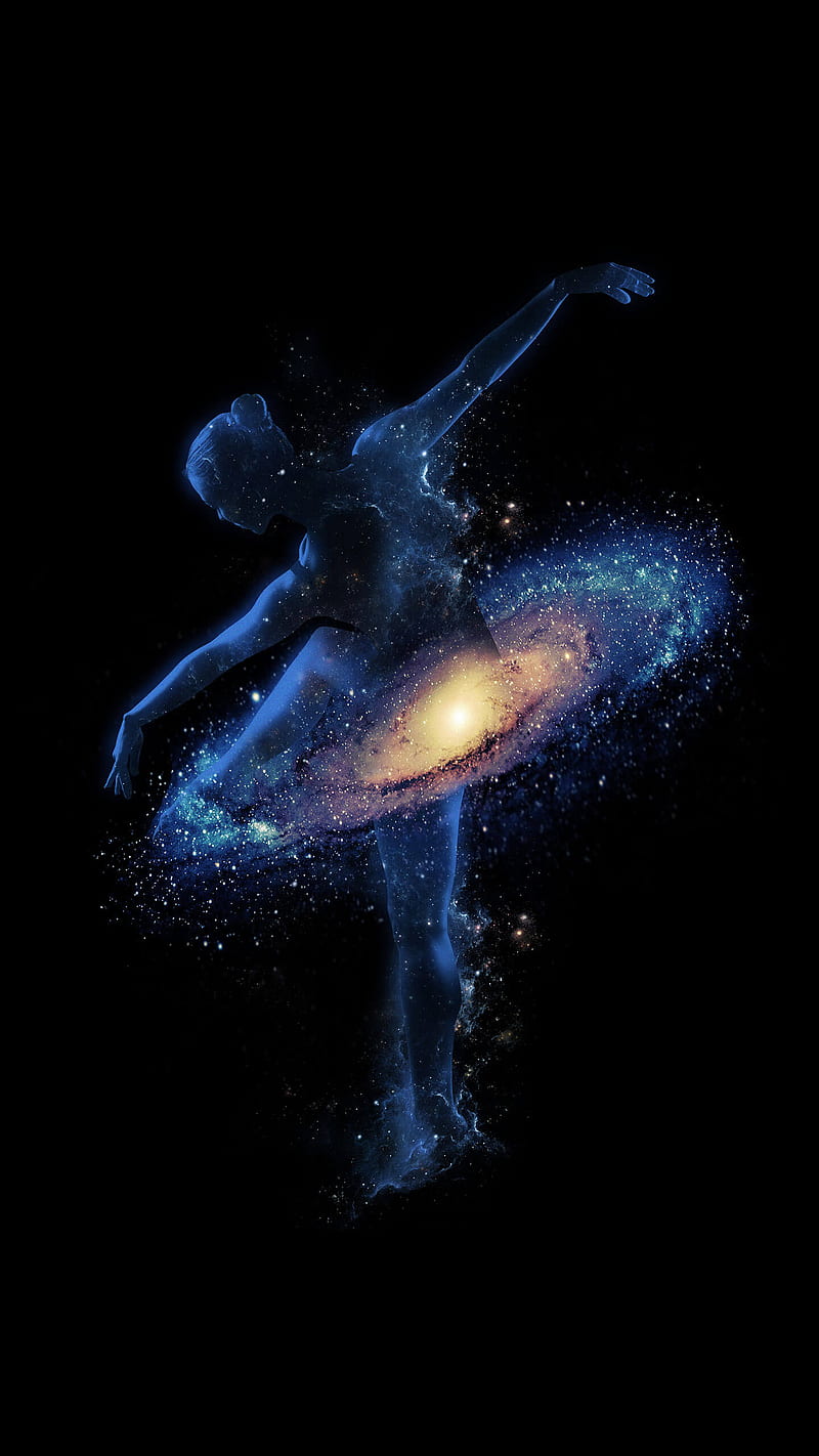 Galaxy Dancing, ballerina, ballet, space, stars, HD phone wallpaper