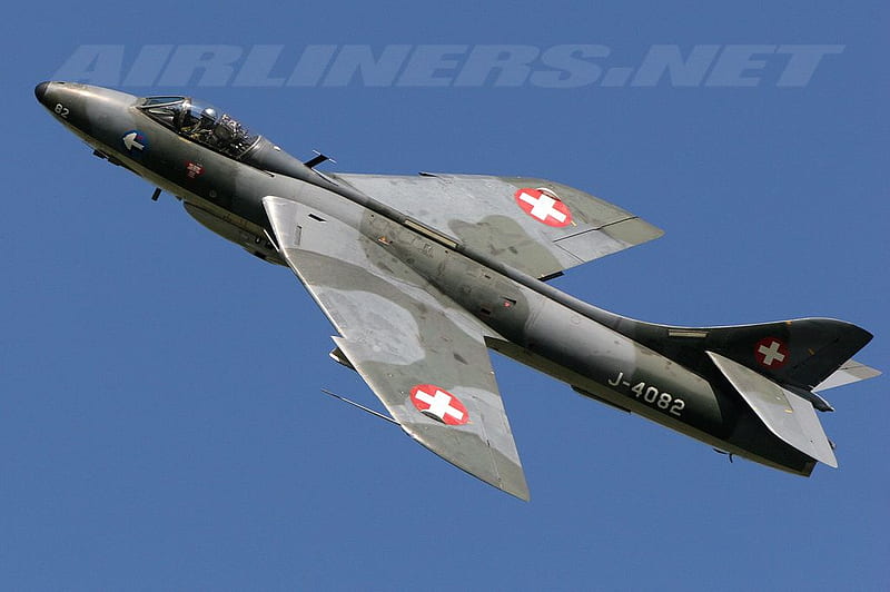 Hawker Hunter, british aircraft, jet, swiss air force, HD wallpaper