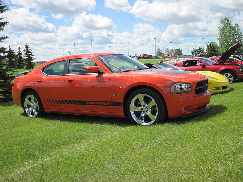 2008 Dodge, Dodge, graphy, headlights, orange, HD wallpaper