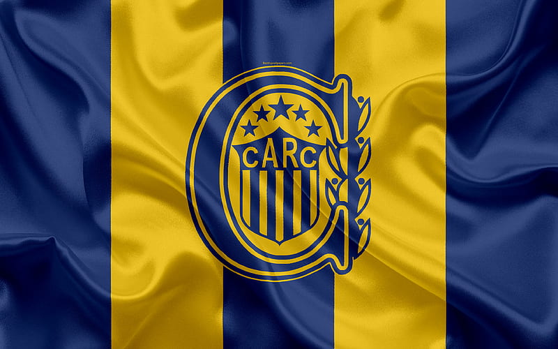 Rosario Central Argentine Football Club, emblem, logo, First Division, Superliga Argentina, Argentinian football championship, football, Rosario, Argentina, silk texture, HD wallpaper