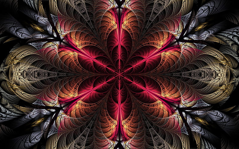 Fractal Flower Red Flower Dark Fractal Abstract Hd Wallpaper Peakpx