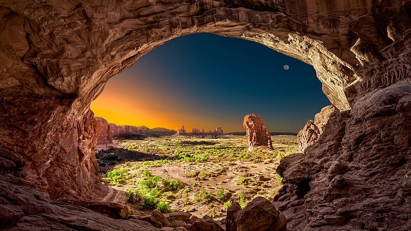 Delicate Arch, Arches NP, Utah, landscape, colors, sky, rocks, usa, HD wallpaper