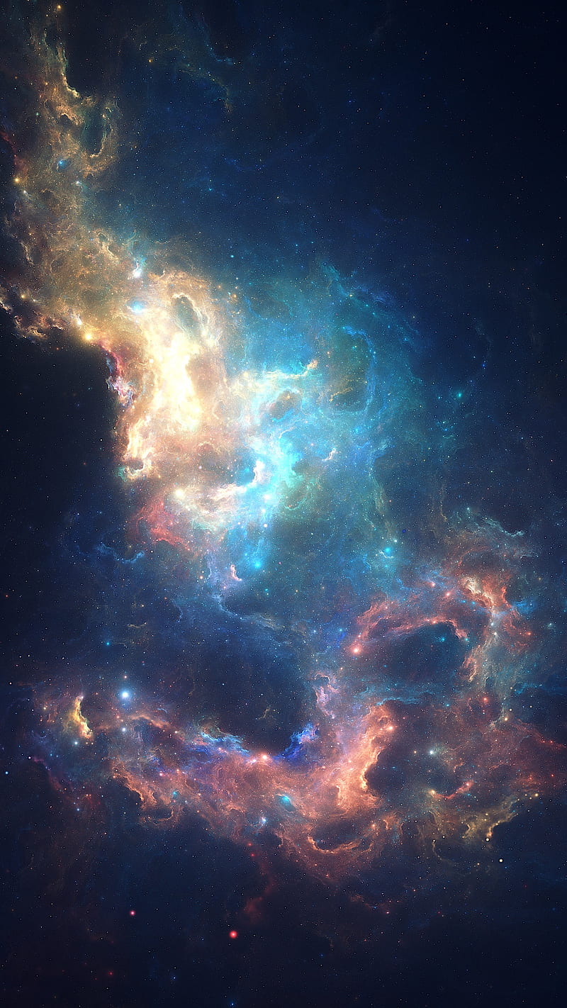 Colorful Universe, galaxy, stars, space, earth , nebula, blue, HD phone wallpaper