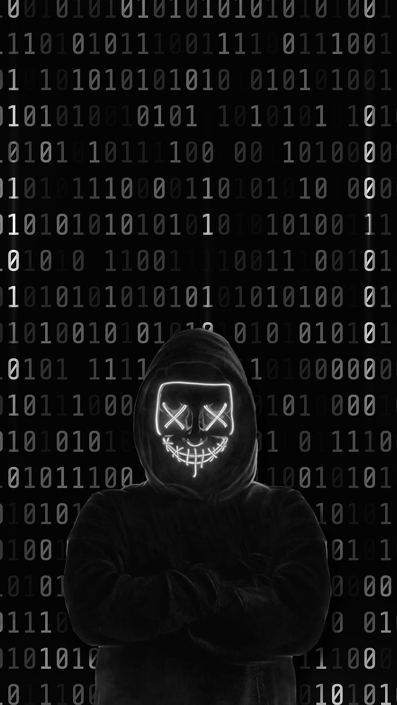 black hack, black, black hacker, blue, faceless, glow, hack, hayatikdrgl, light, live, mask, move, time, HD phone wallpaper