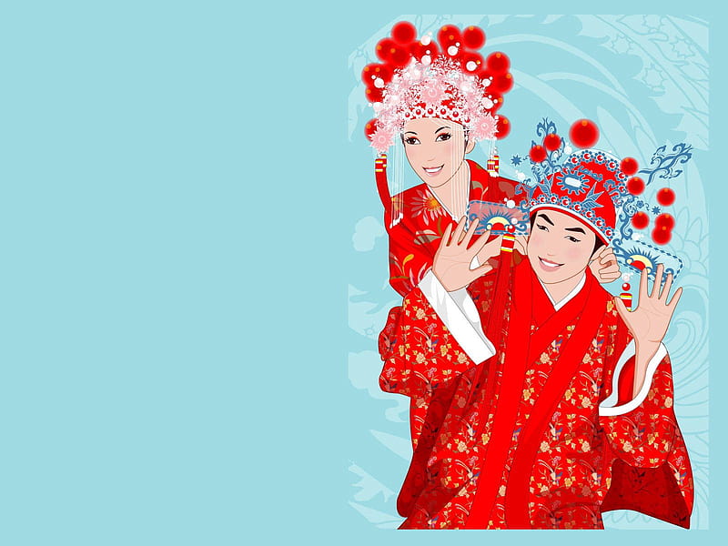 Chinese Couple Cartoon, HD wallpaper