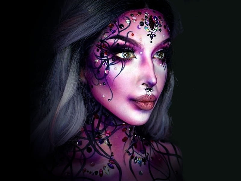 Gypsy, color on black, masking you to join, facing beauty, album, bootiful paint masks, awesome pink world, women are special, etheral women, lovely halloween gals, Instagram, female trendsetters, HD wallpaper