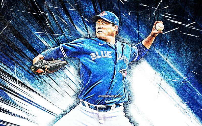 Hyun-jin Ryu, grunge art, MLB, Toronto Blue Jays, pitcher, baseball ...