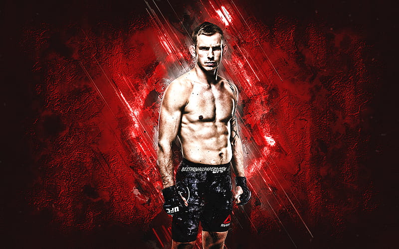 Krzysztof Jotko, MMA, UFC, polish fighter, red stone background, Krzysztof Jotko art, Ultimate Fighting Championship, HD wallpaper