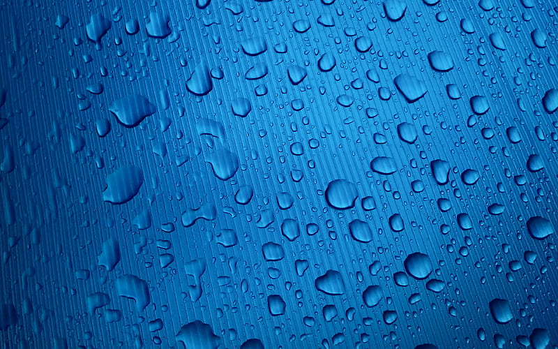 water drops texture drops on glass, blue backgrounds, water drops, water backgrounds, drops texture, water, drops on blue background, HD wallpaper