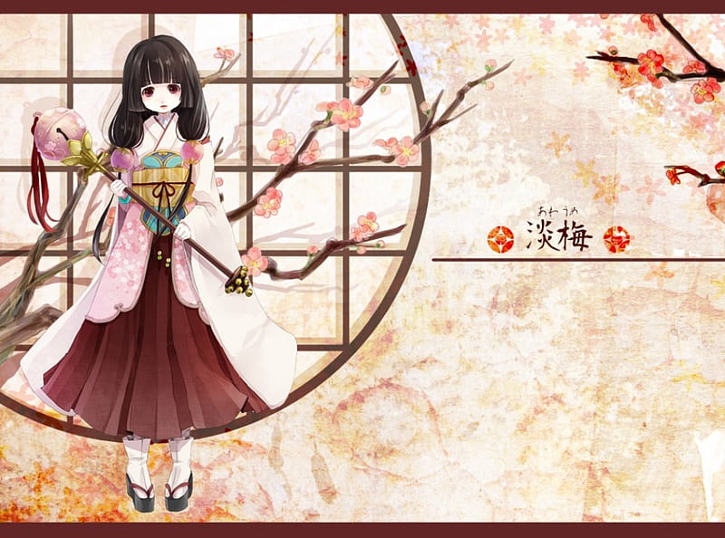 Beautiful Anime Girl, pretty, bell, girl, japanese clothes, anime, flowers,  branches, HD wallpaper | Peakpx