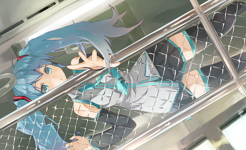 Hatsune Miku, pretty, cg, nice, anime, ligth, aqua, beauty, anime girl, vocaloids, art, twintail, skirt, black, miku, singer, sexy, aqua eyes, cute, school, hatsune, cool, digital, awesome, white, idol, long socks, fence, artistic, glow, gray, tie, bonito, thighhighs, program, city, hot, vocaloid, outfit, music, diva, song, girl, stockings, uniform, virtual, aqua hair, HD wallpaper