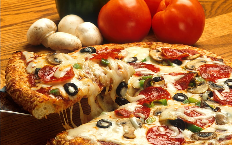 Pizza, italian, food, cheese, HD wallpaper