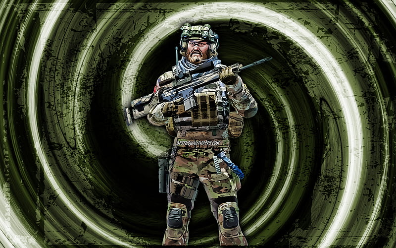 Mccoy green grunge background, CSGO agent, Counter-Strike Global Offensive, vortex, Counter-Strike, CSGO characters, Mccoy CSGO, HD wallpaper