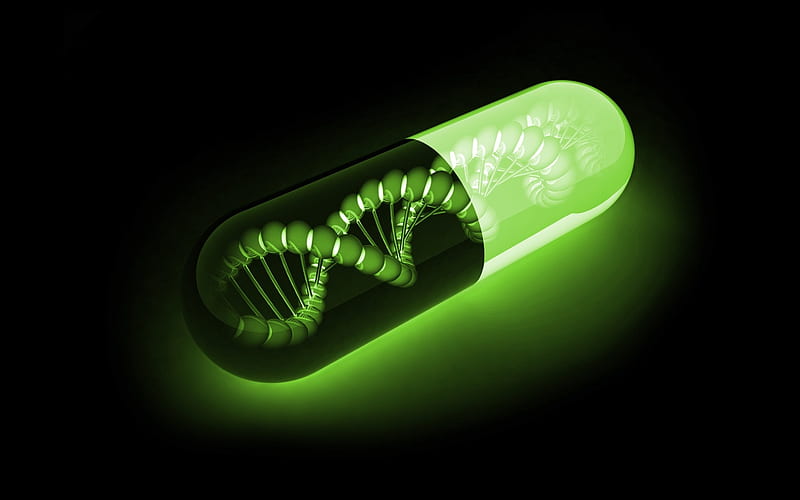 Green Capsule Of Ultimate DNA, capsule, power, dna, green, HD wallpaper