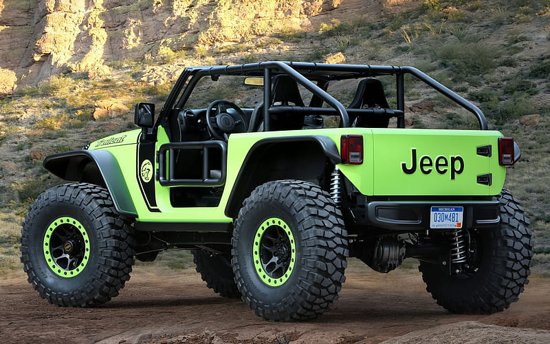 Jeep Wrangler, SUV, bright green Wrangler, tuning, American SUV, Jeep, HD wallpaper