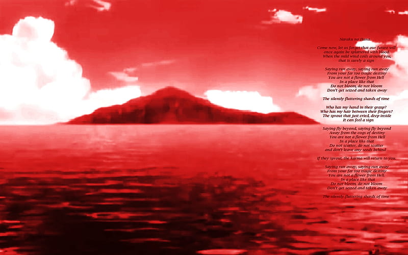 Red Ocean, red, cloud, view, ocean, sky, mountain, water, lyric, liuchia, HD wallpaper