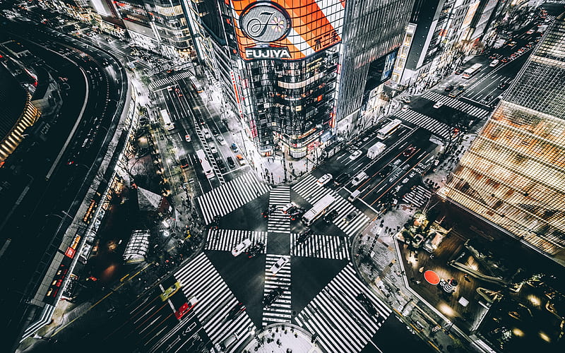 Tokyo, japan, crossroads, evening, skyscrapers, people, modern city, capital of Japan, HD wallpaper
