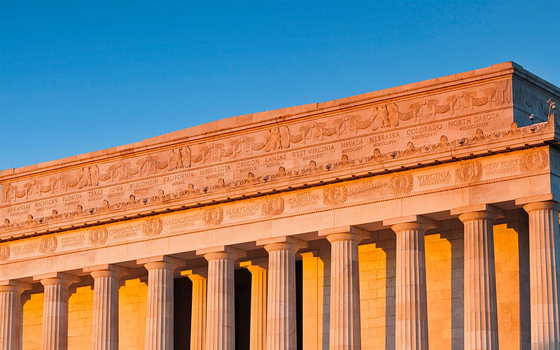 Lincoln Memorial, evening, sunset, columns, Landmark, Washington DC, USA, American national monument, HD wallpaper