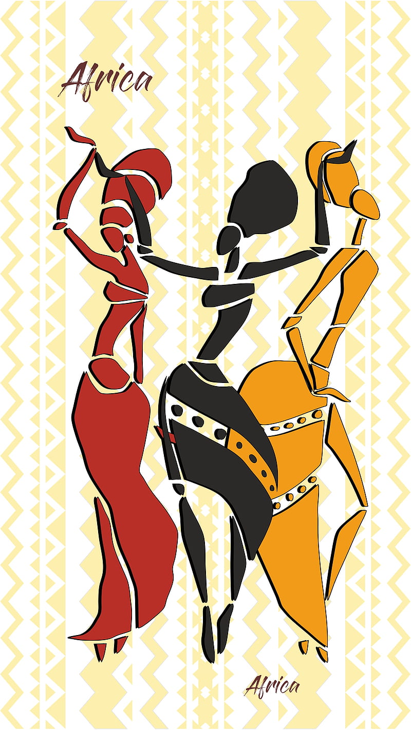 African Dancing Women, africa, african pattern, dance, dancing women, ipad, iphone, patterns, tablet, HD phone wallpaper