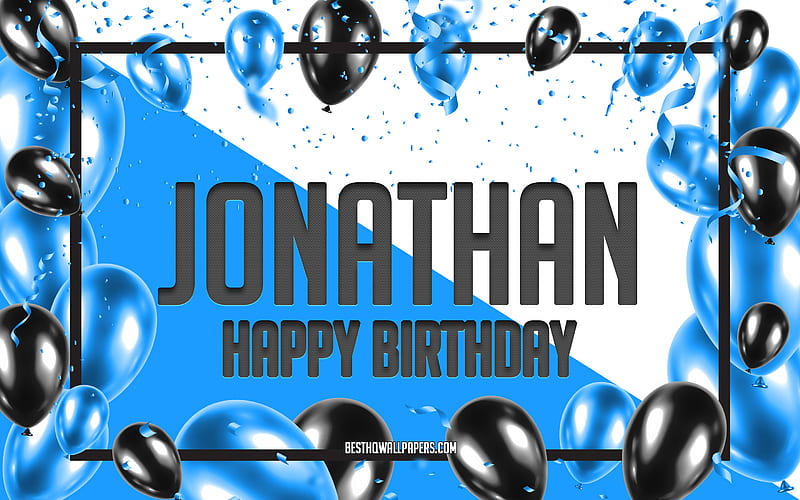 Happy Birtay Jonathan, Birtay Balloons Background, Jonathan, with names, Blue Balloons Birtay Background, greeting card, Jonathan Birtay, HD wallpaper
