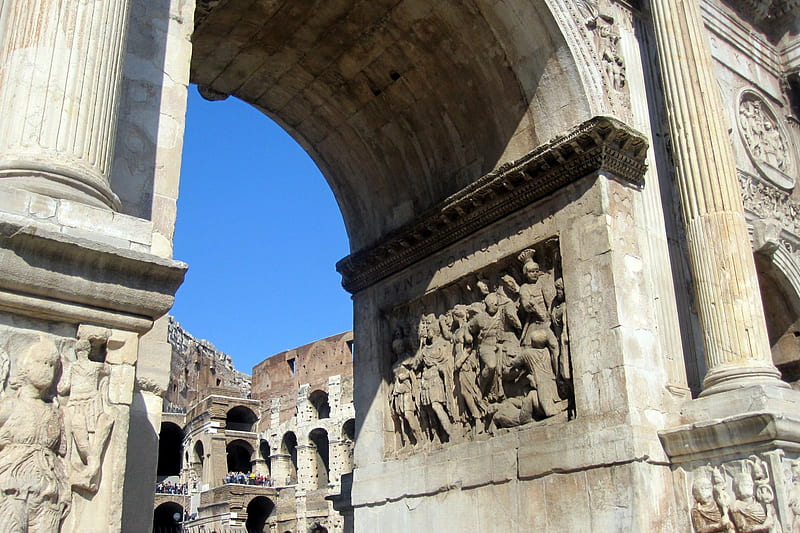 the Arch of Constantine in Rome , architecture, monuments, history, ancient, HD wallpaper
