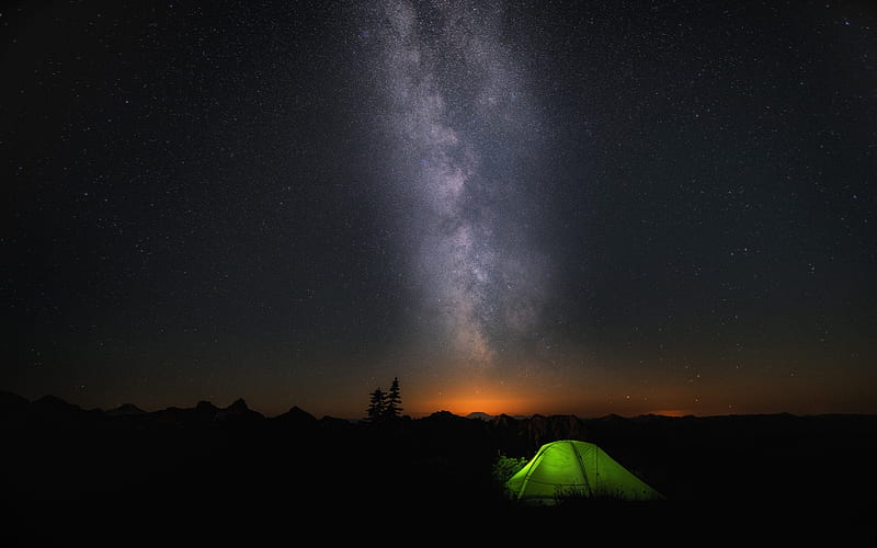 Camping Stars, nighttime, stars, nature, camping, HD wallpaper
