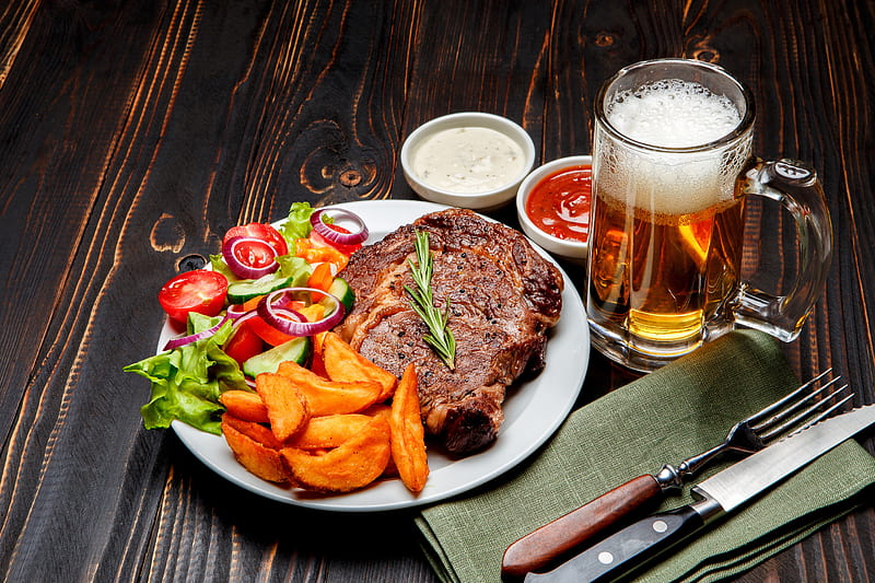 Food, Meal, Alcohol, Beer, Drink, Meat, Still Life, HD wallpaper