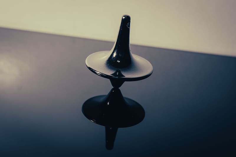 spinning top, figure, reflection, dark, tilt, HD wallpaper