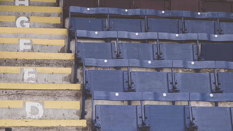 empty blue stadium chairs, HD wallpaper