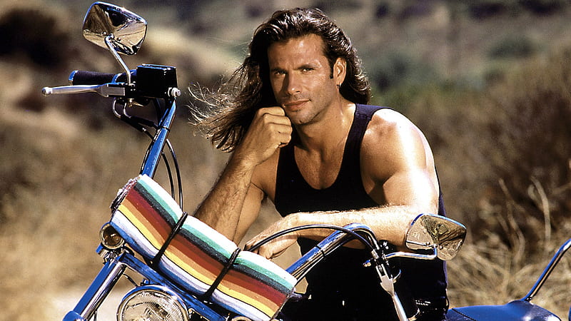 Lorenzo Lamas, man, actor, motorcycle, HD wallpaper