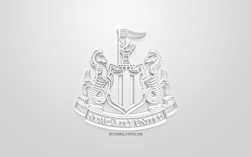 Newcastle United FC, creative 3D logo, white background, 3d emblem, English football club, Premier League, Newcastle upon Tyne, England, 3d art, football, stylish 3d logo, HD wallpaper