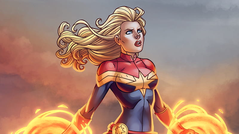 Captain Marvel Cartoon Art, captain-marvel, superheroes, marvel, artist, artwork, digital-art, HD wallpaper