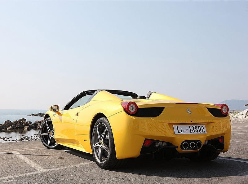 Ferrari 458 Spider 2013 Yellow, carros, speed, ferrari, sports car, beauty, luxury, HD wallpaper