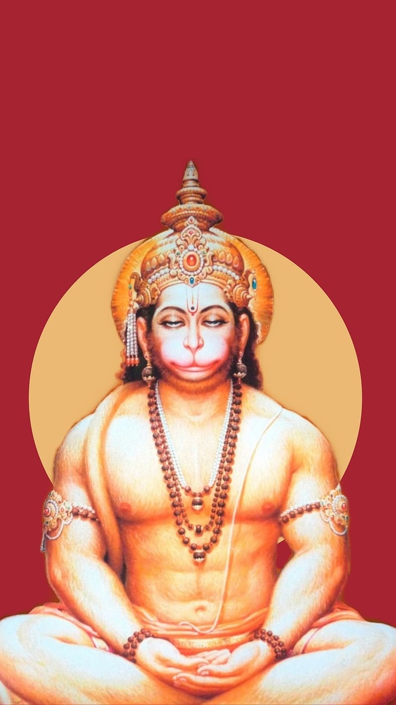 Lord Hanuman Yellow And Red Background, lord hanuman, meditation ...