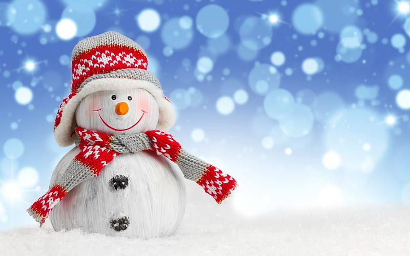 Snowman, red, deco, craciun, christmas, toy, winter, hat, card, bokeh ...