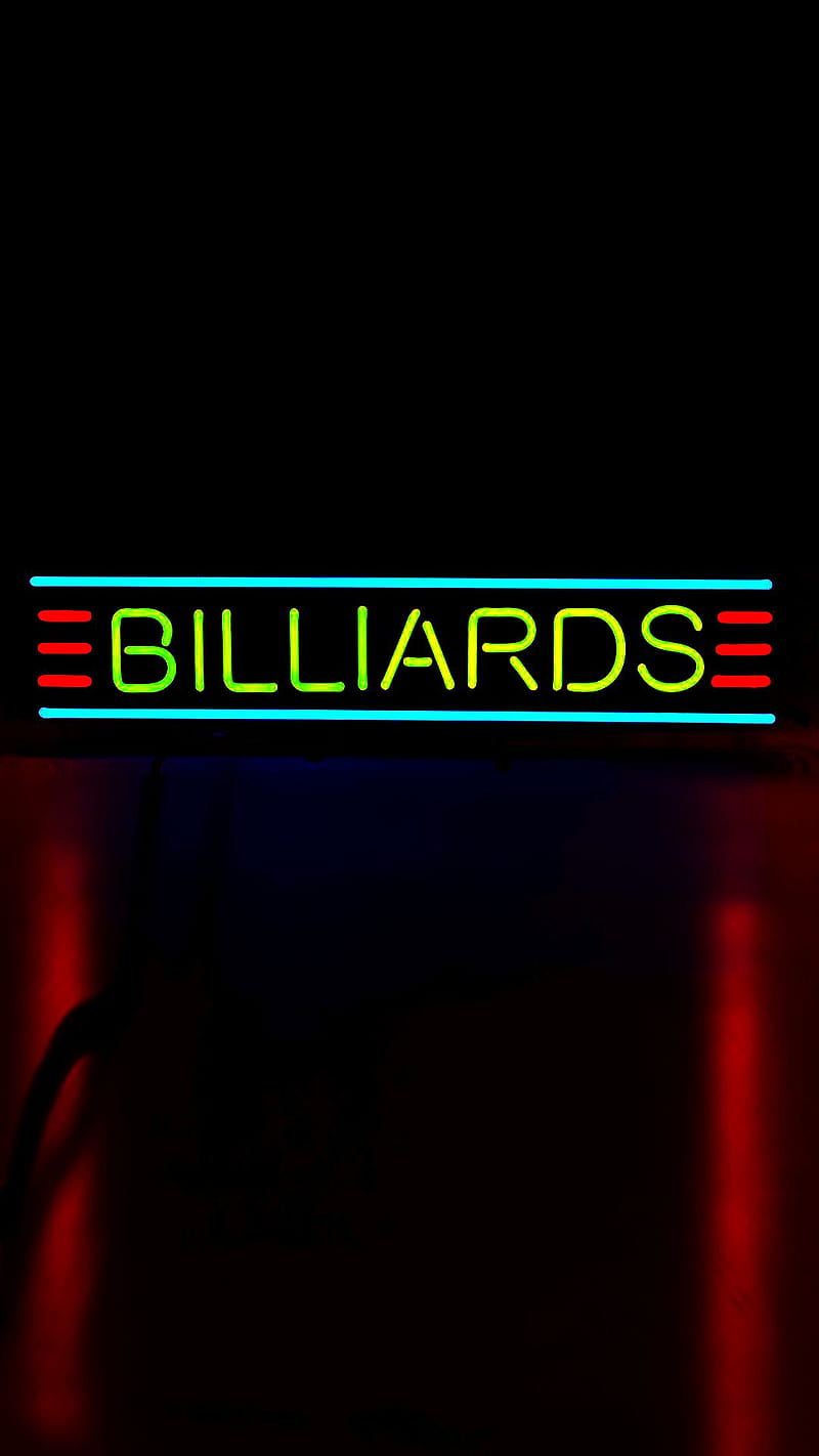 Billiards, man cave, neon, sign, HD phone wallpaper