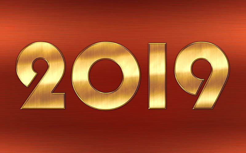 Happy New Year 2019, bronze background, golden digits, creative, 2019 year, artwork, 2019 concepts, HD wallpaper