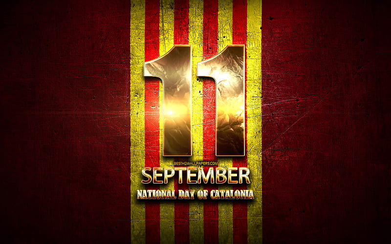 National Day of Catalonia, September 11, golden signs, catalonia national holidays, Catalonia Public Holidays, Spain, Europe, HD wallpaper