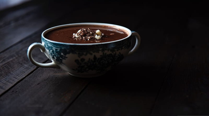 Homemade hot chocolate, graphy, brown, dark, drink, cup, abstract, hot chocolate, softness, still life, HD wallpaper