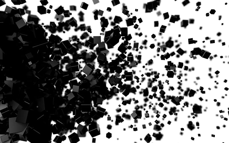 Black Cubes, cubes, 3d, black, cube, white, HD wallpaper