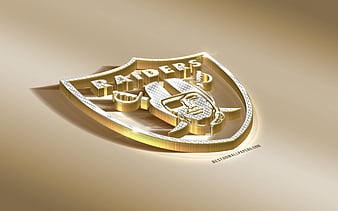 Oakland Raiders, American Football Club, NFL, Golden Silver logo, Oakland, California, USA, National Football League, 3d golden emblem, creative 3d art, American football, HD wallpaper