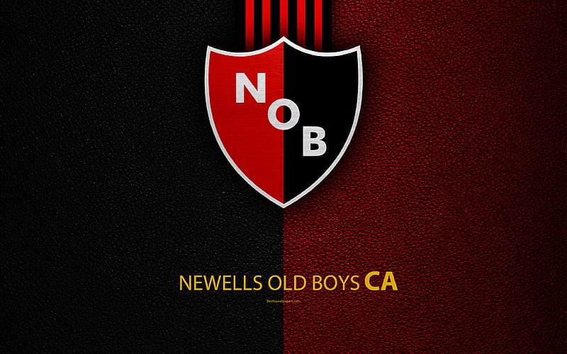 Newells Old Boys logo, Rosario, Argentina, leather texture, football, Argentinian football club, FC, emblem, Superliga, Argentina Football Championships, First Division, HD wallpaper