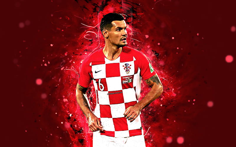 Dejan Lovren match, Croatia National Team, fan art, Lovren, soccer, footballers, abstract art, neon lights, Croatian football team, HD wallpaper