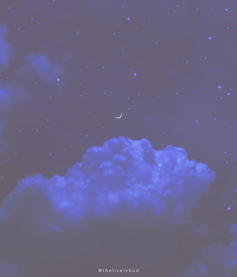 Aesthetic Skies 2, blue, clouds, dark, iphone, moon, samsung, sky, stars, HD phone wallpaper