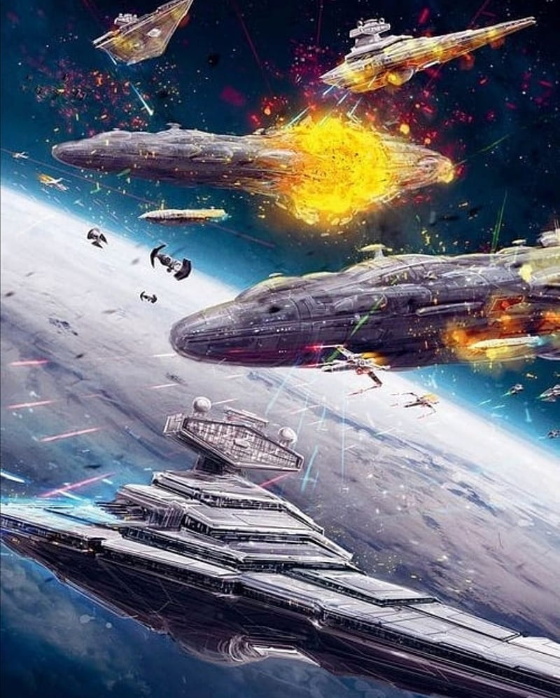 Fleet battle, starwars battle, HD phone wallpaper