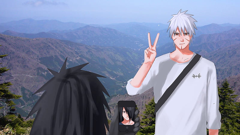 Itachi Uchiha Naruto With Mountains Background Anime, HD wallpaper