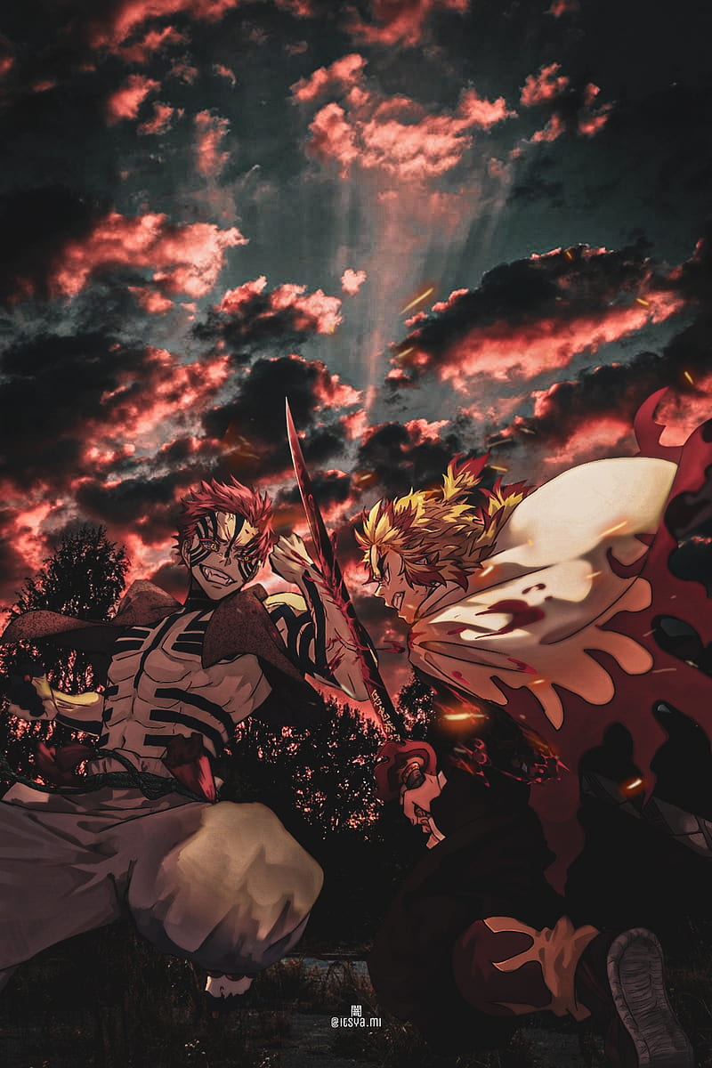Demon Slayer - Rengoku Vs Akaza HD baixar papel de parede